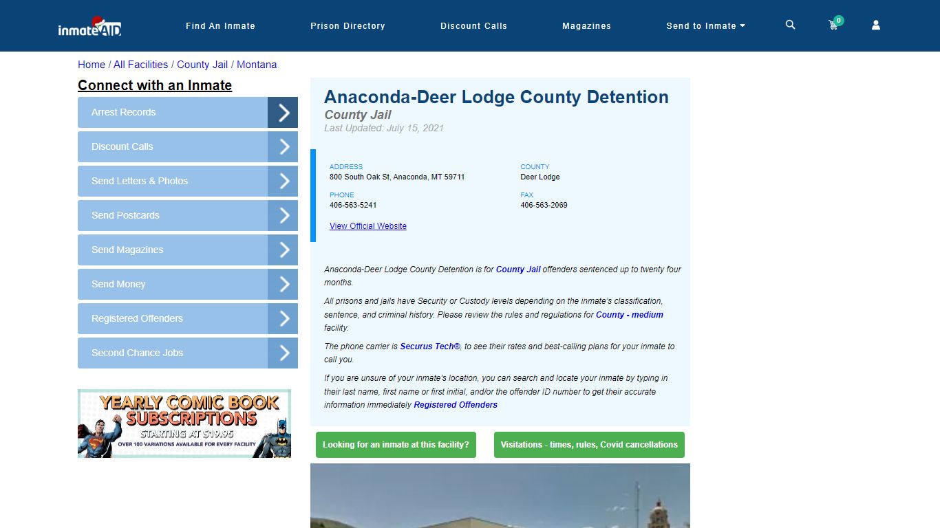 Anaconda-Deer Lodge County Detention - Inmate Locator - Anaconda, MT